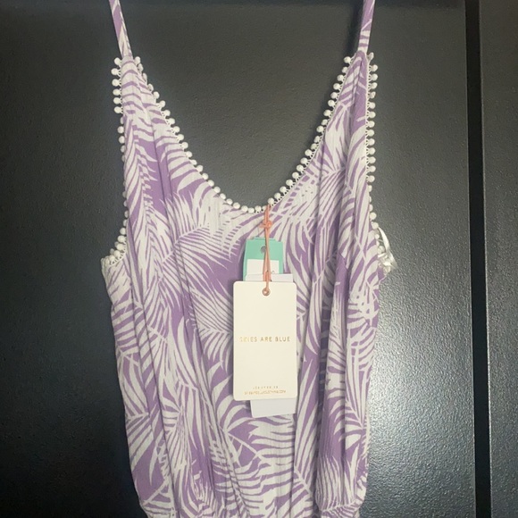 Purple and white palm leaves romper - Picture 2 of 2